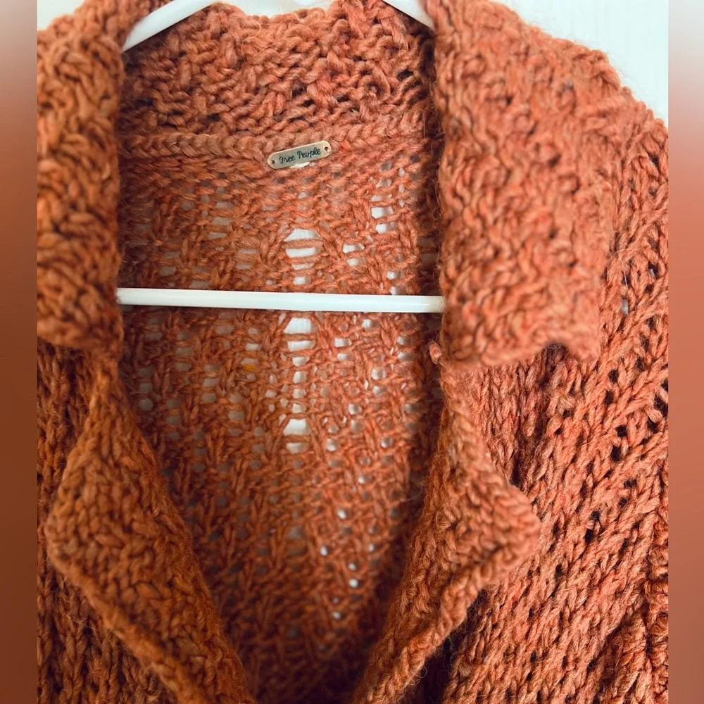 Free People Buttermilk Biscuit Cardigan in rust - Picture 4 of 9